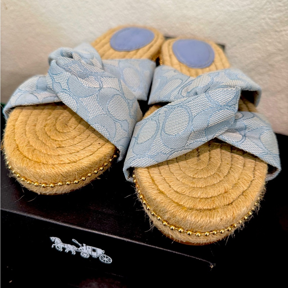 Coach Charli Sig  Espadrilles - 7.5 Blue- Like New